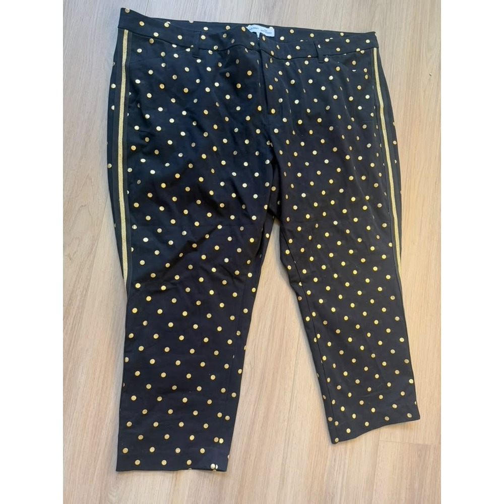 Old Navy Pixie Black Gold Polka Dot Side Stripe Ankle Pants Plus 26 Holiday
